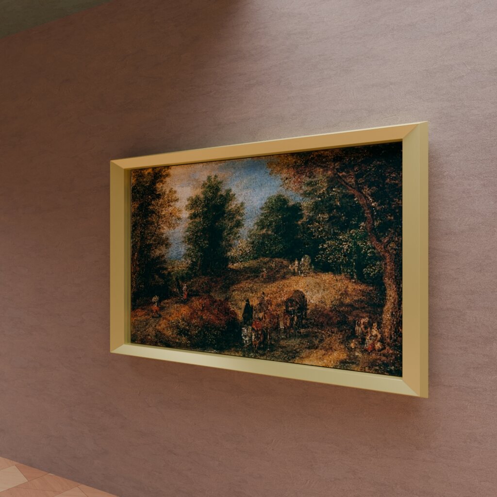 Synthetic gallery render of Landscape with Travelers on a Woodland Path by Jan Brueghel the Elder